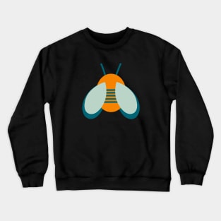 Lucky Bee - Cute Retro Bee in Orange and Aqua Crewneck Sweatshirt